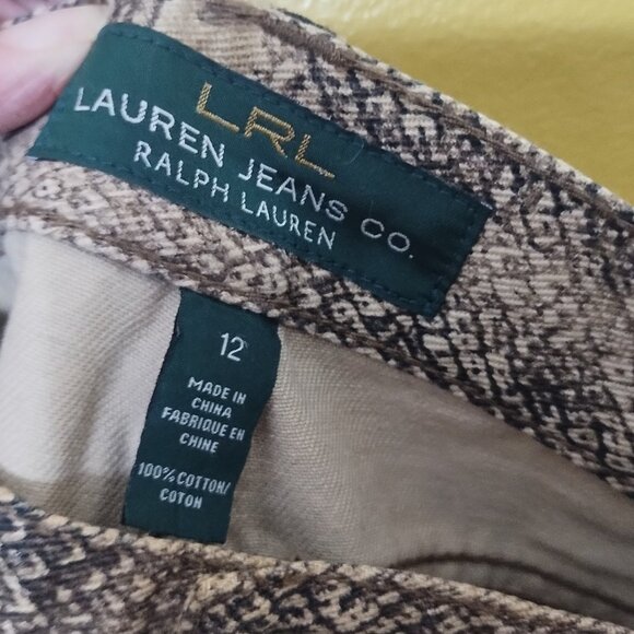 VTG 90s Lauren Ralph Lauren Denim Snakeskin Pencil Skirt Sz 10 Bold Boho - Picture 6 of 7